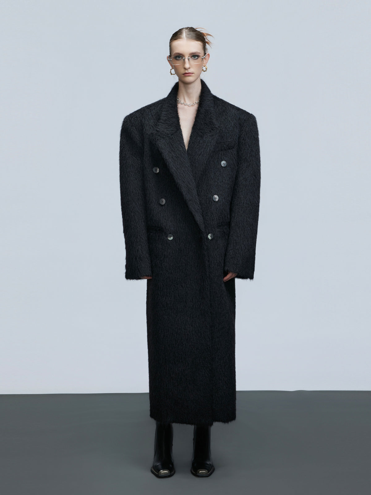 Longline Double-Breasted Wool Blend Coat - product image 1