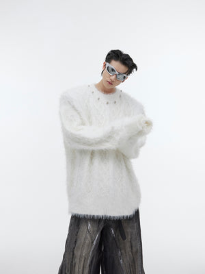 Metal-Button Crewneck Knit Sweater - product image 4