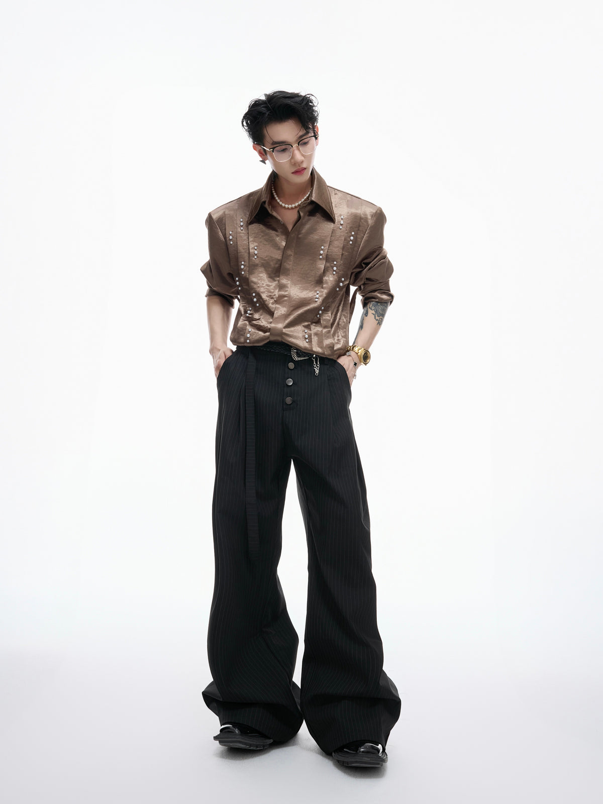 Pearl-Trimmed Cotton Tie Shirt - product image 4
