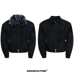 Cropped Suede Jacket with Detachable Fur Collar - product image 5