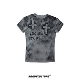 Distressed Cross Graphic Fitted T-Shirt - product image 5
