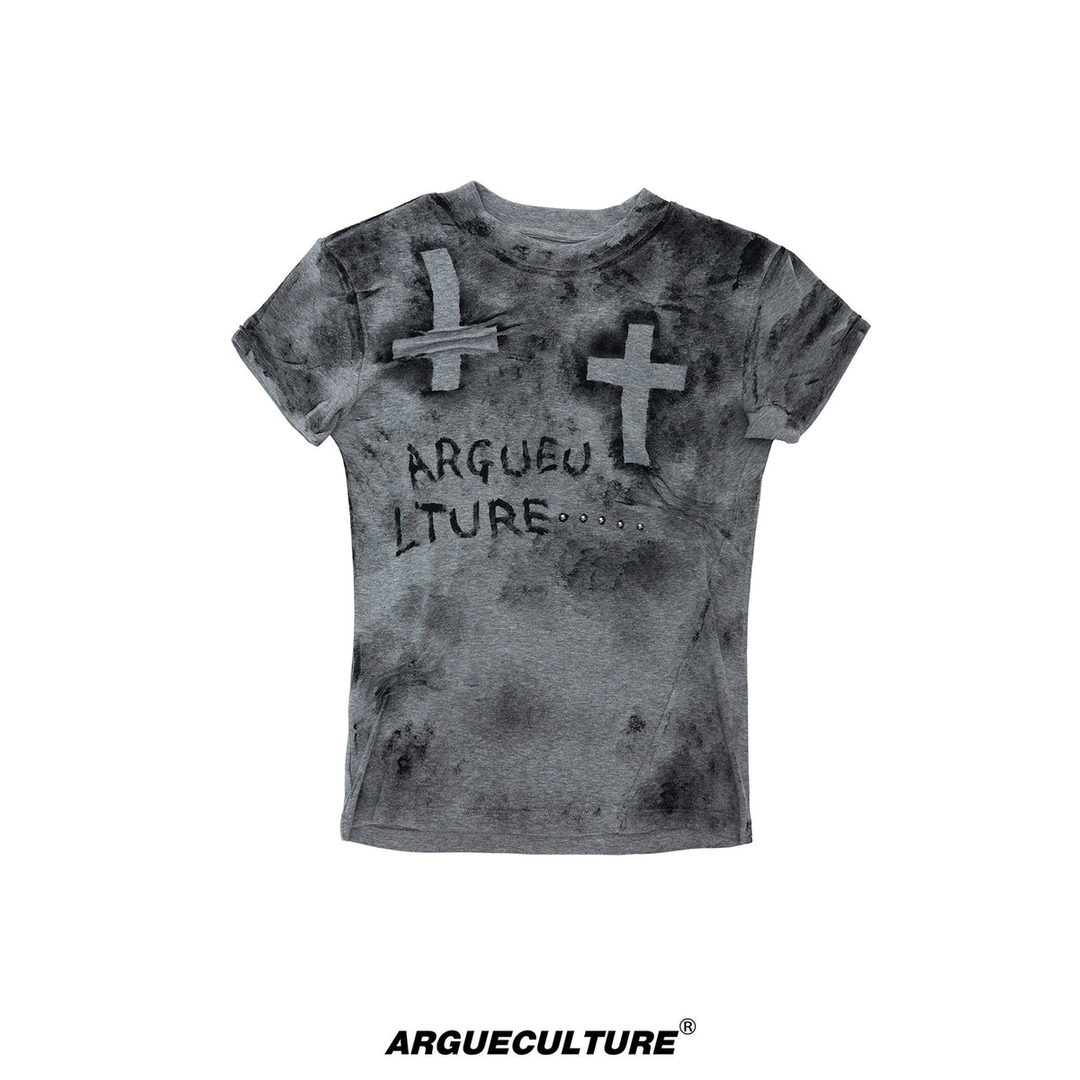 Distressed Cross Graphic Fitted T-Shirt - product image 5
