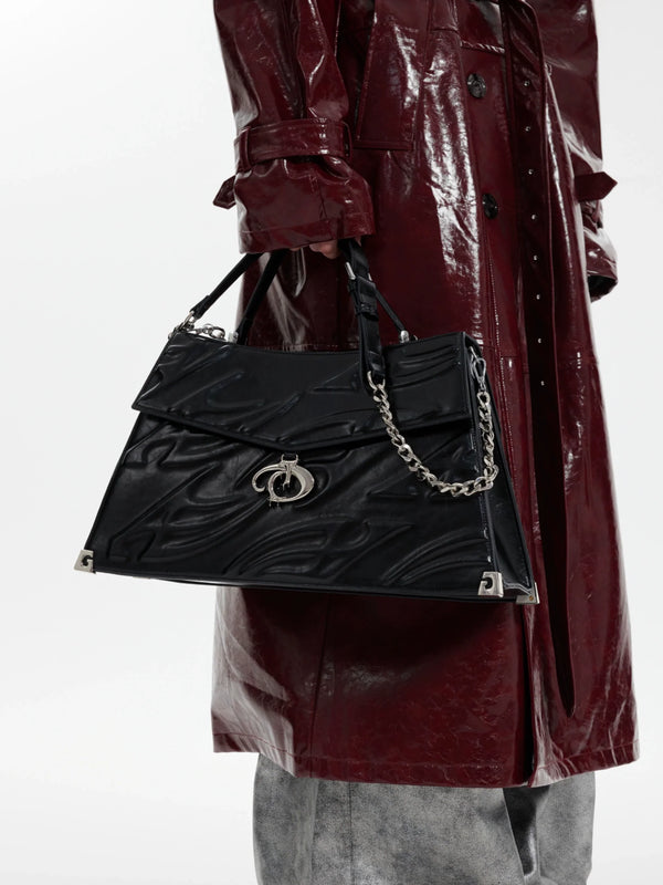 Custom Embossed Leather Tote Bag with Punk-Inspired Design - ArgueCulture