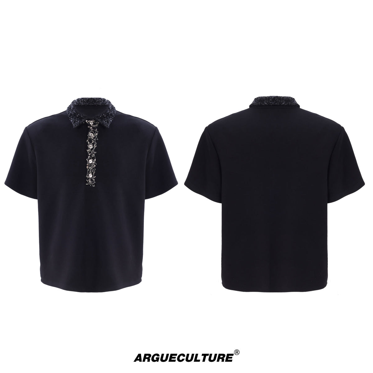 Sequined Square-Neck Polo T-Shirt - product image 5