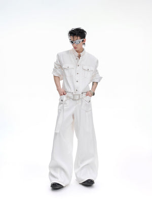 Pearl-Trimmed Collarless Utility Suit - product image 2