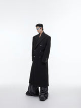 Padded-Shoulder Longline Wool-Blend Coat - product image 0