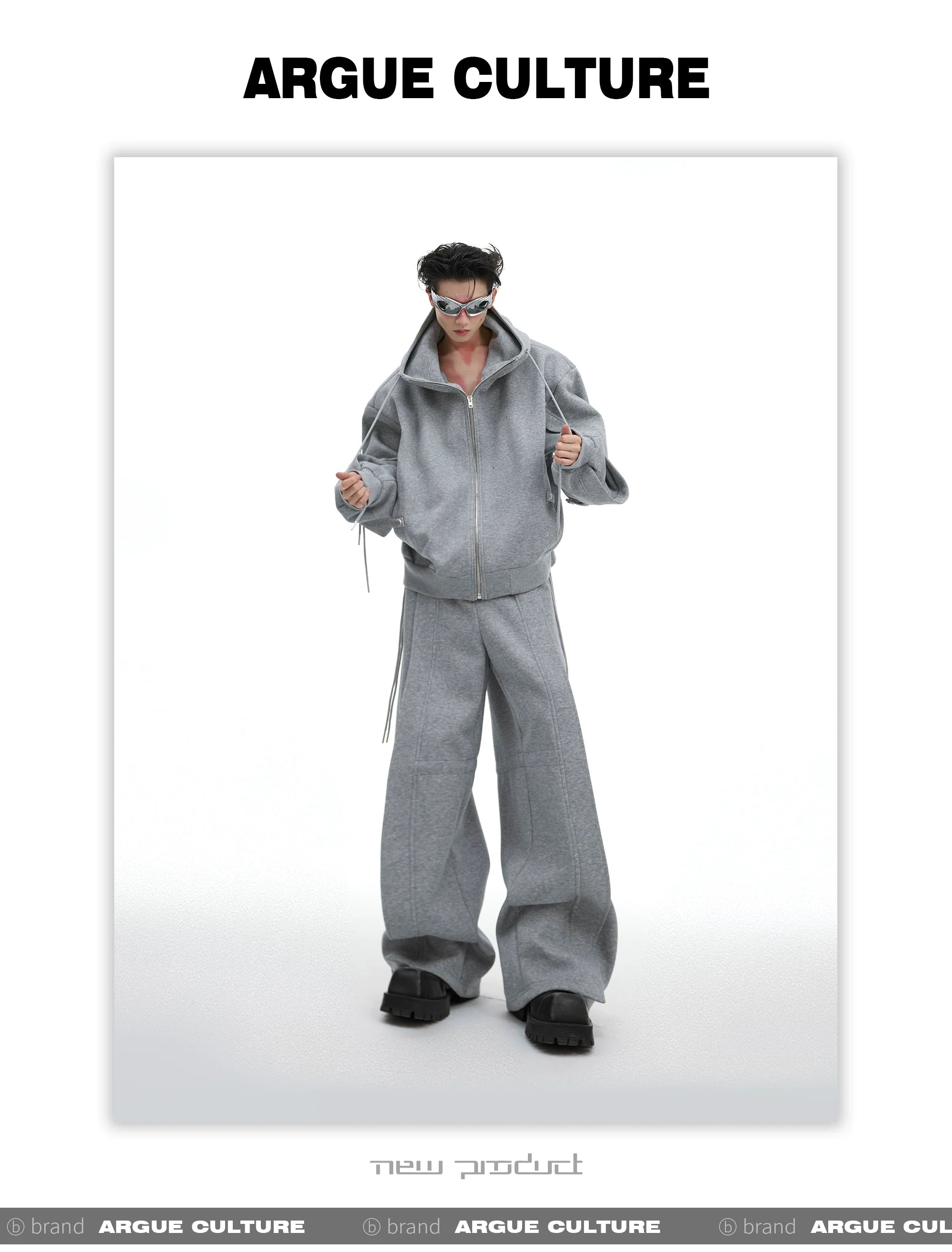 Relaxed Hoodie Set with Wide-Leg Pants and Drawstring Details - ArgueCulture