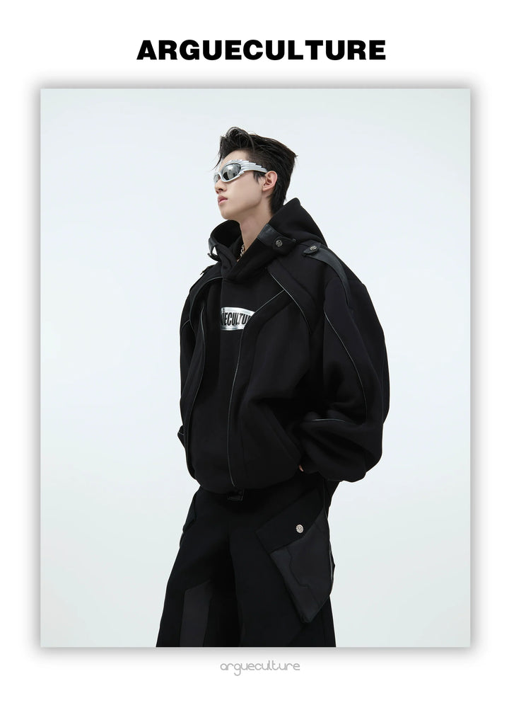 Futuristic Oversized Hoodie with Metallic Logo and Modern Cut - ArgueCulture