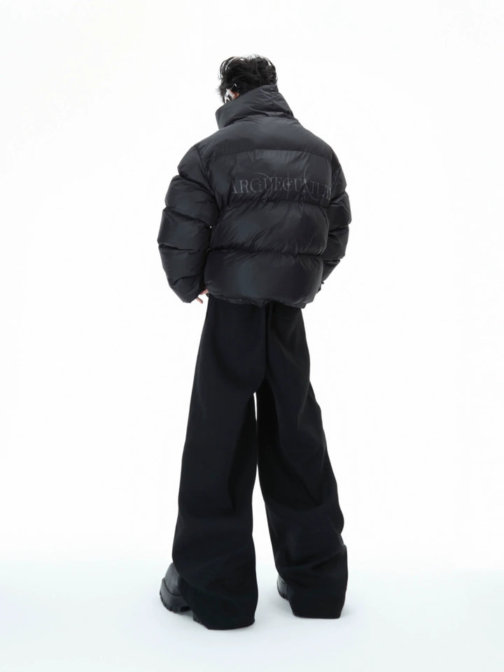 High-Neck Puffer Jacket with Asymmetrical Zipper and Oversized Fit - ArgueCulture