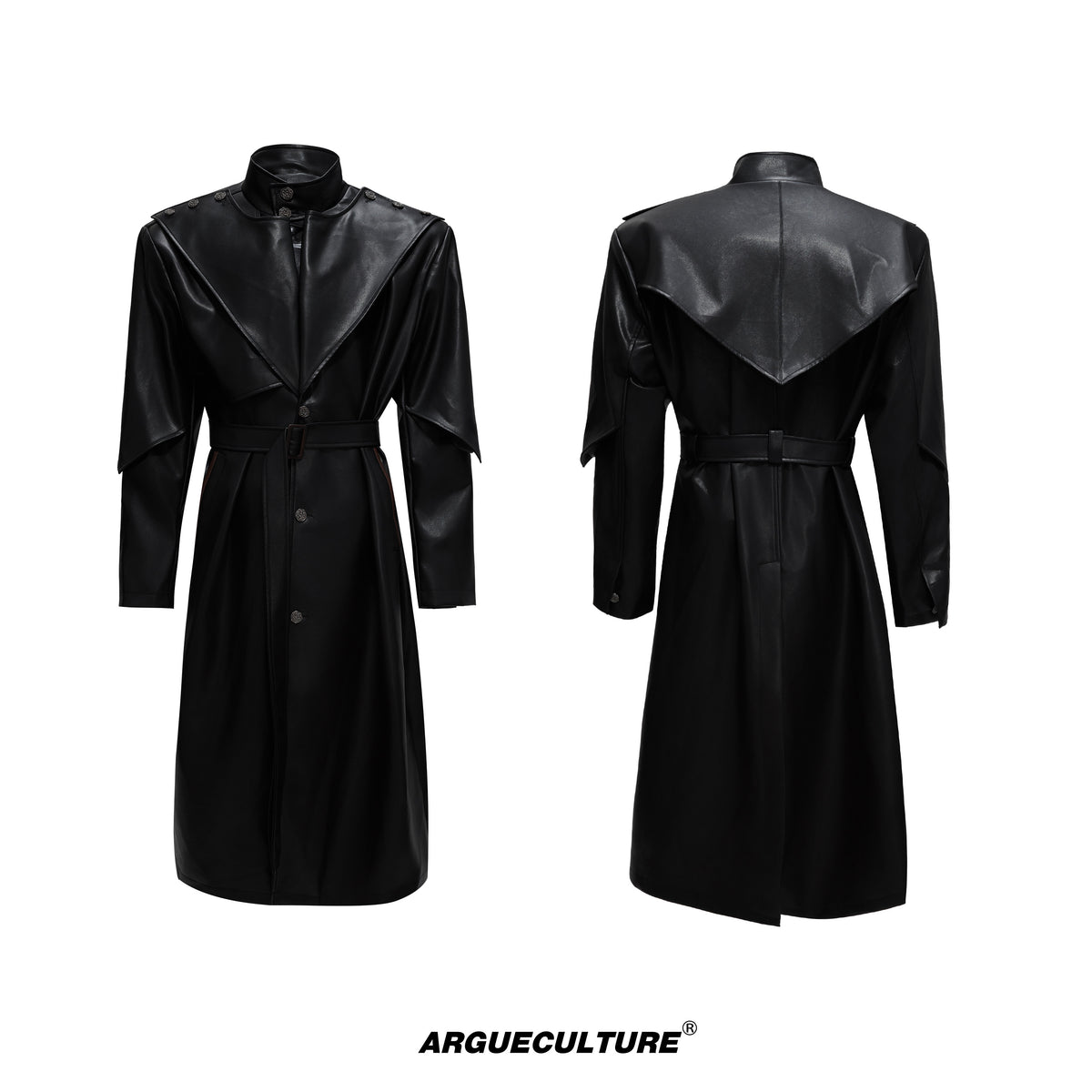 Deconstructed PU Leather Long Coat - product image 5