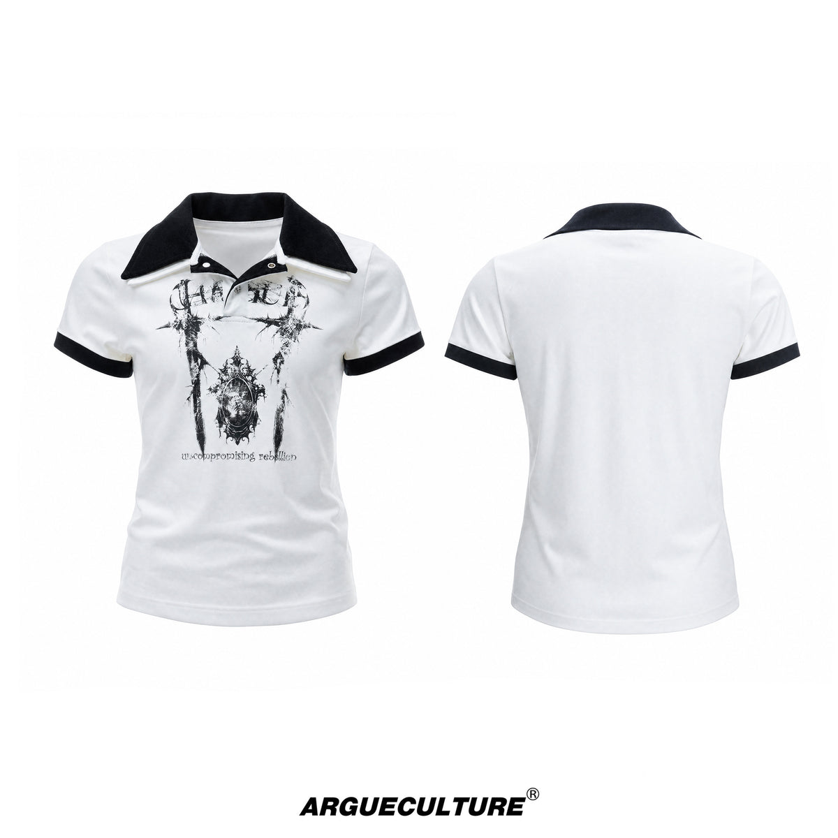 Contrast Panel Double-Collar T-Shirt - variant image 7