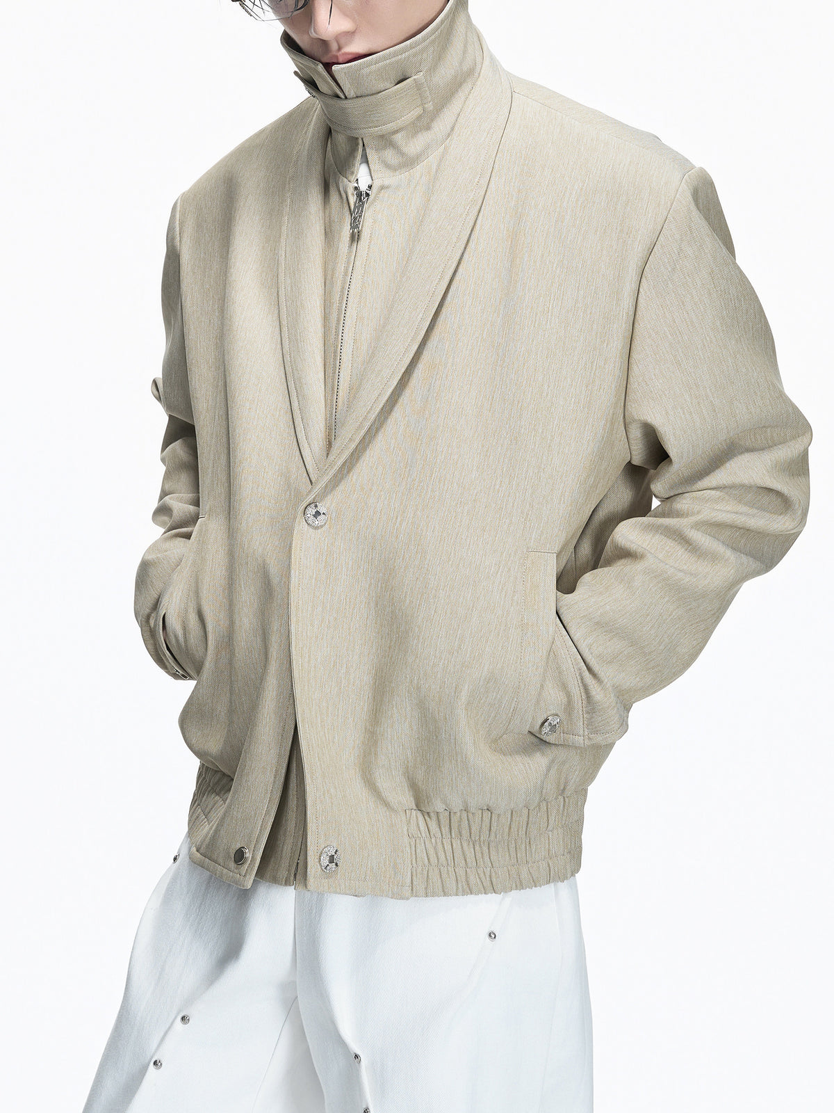 Detachable High-Neck Khaki Jacket - product image 1