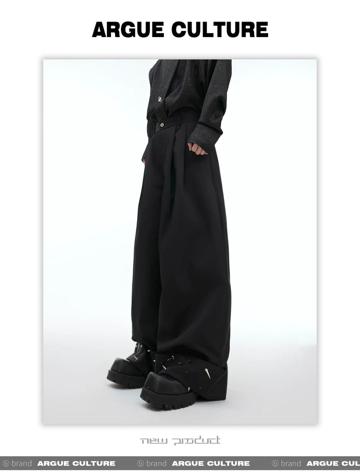 Loose Fit Metal Studded Design Wide-Leg Casual Pants - ArgueCulture