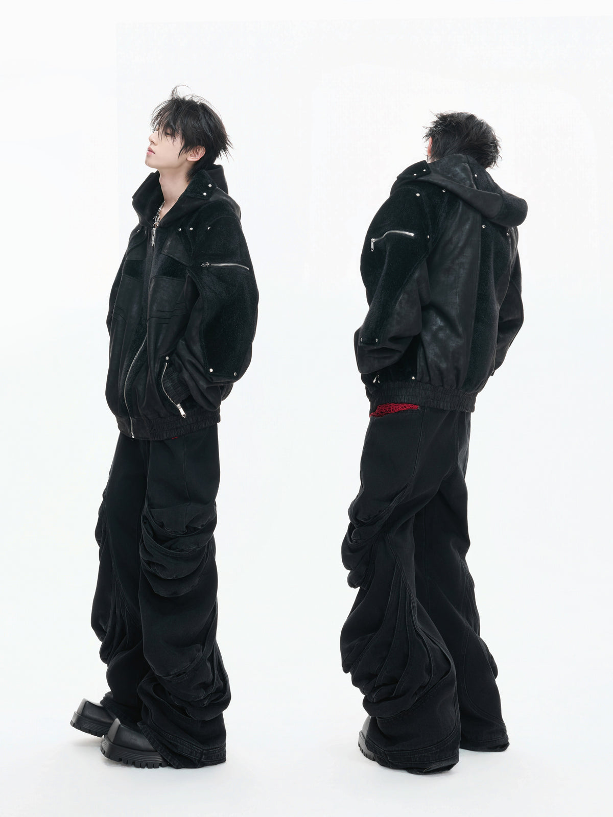 Hooded Deconstructed Faux Leather Jacket - product image 4