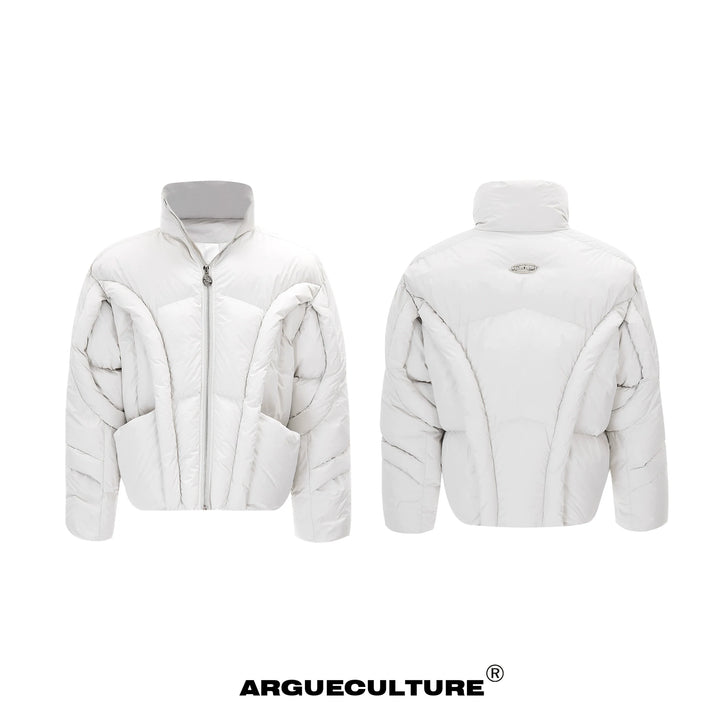 Deconstructed Puffer Jacket High Collar Loose Fit Street Style - ArgueCulture