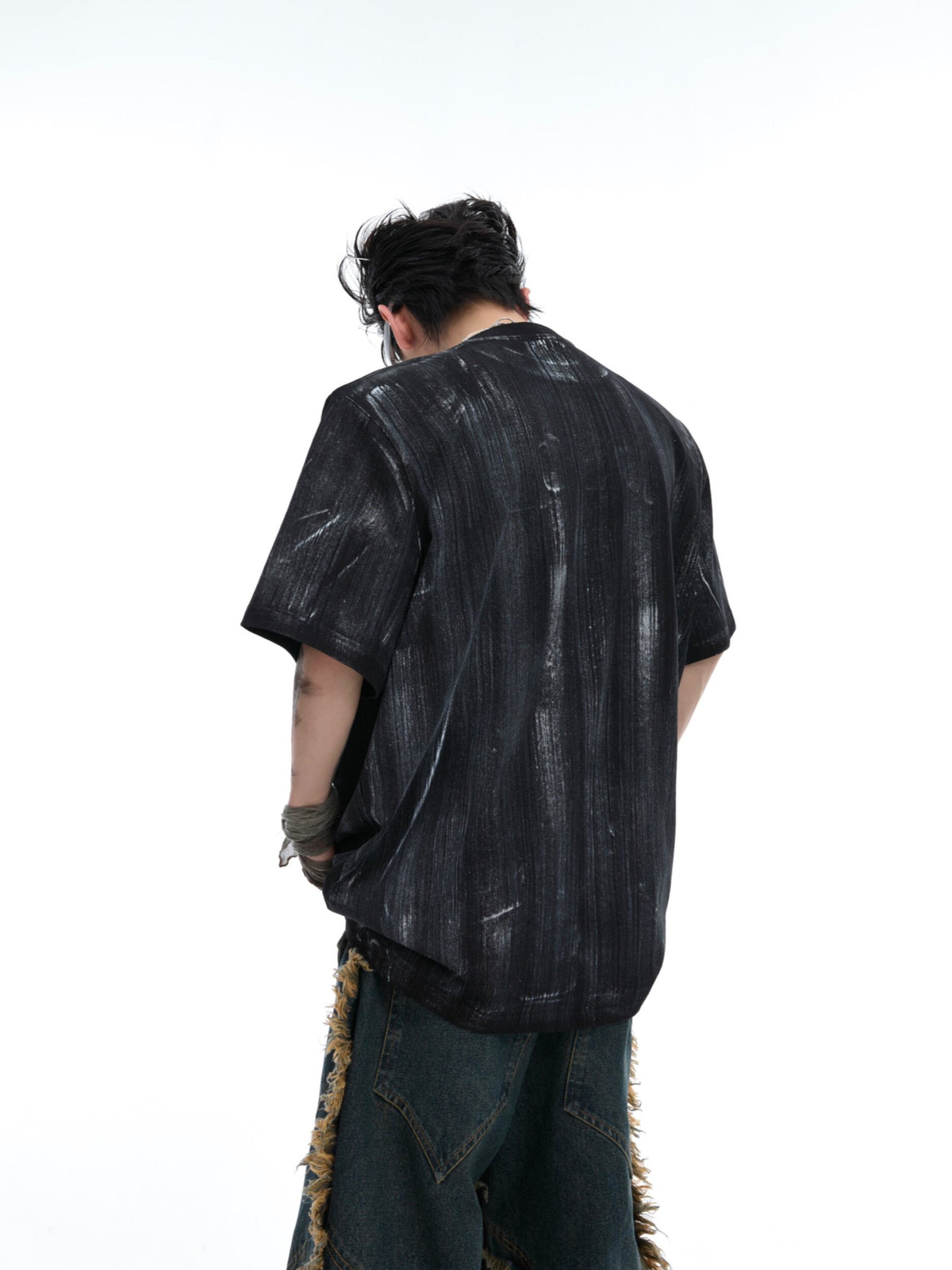 Distressed Silver Logo Shoulder-Pad Tee - product image 2
