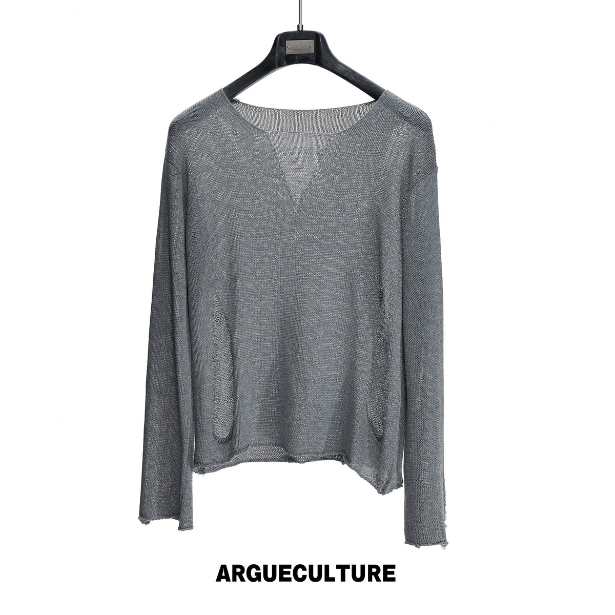 Frayed Open-Knit V-Neck Sweater - product image 5