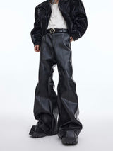 High-Waisted Deconstructed PU Flare Pants - product image 5