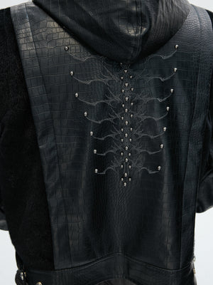 Crocodile-Textured Hooded Padded Jacket - product image 4