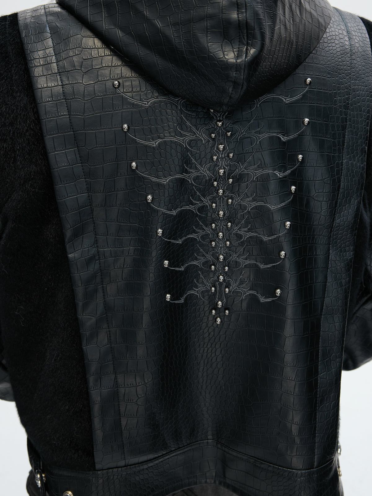 Crocodile-Textured Hooded Padded Jacket - product image 4
