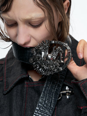 Crocodile-Embossed Horse-Head Belt - product image 5