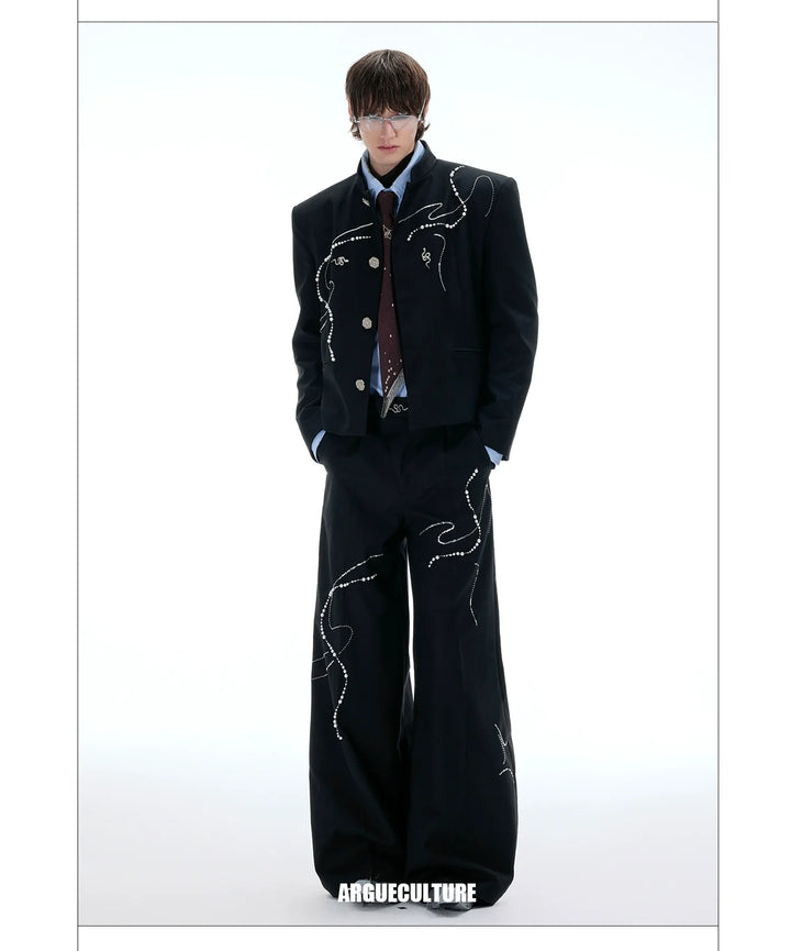 Chinese New Year Snake Pattern Blazer & Wide-Leg Pants – Luxury Streetwear - ArgueCulture