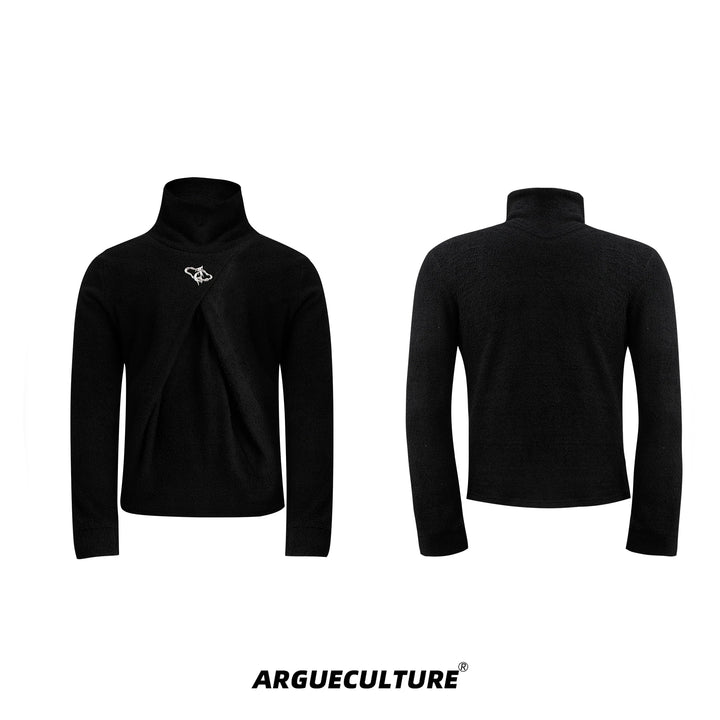 High-Neck Base Layer Shirt with Metal Logo and Detachable Pads - ArgueCulture