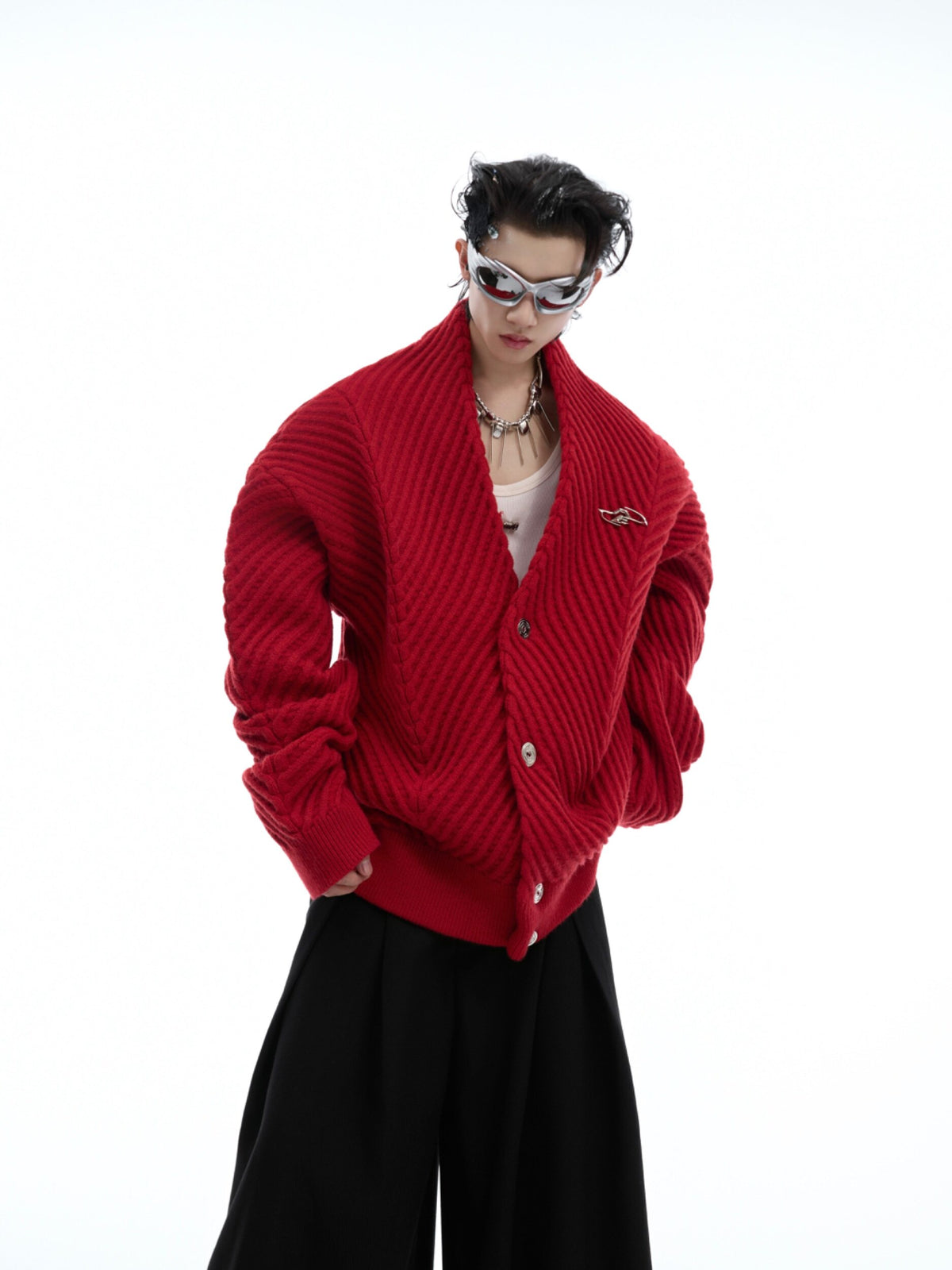Oversized V-Neck Knit Cardigan - product image 1
