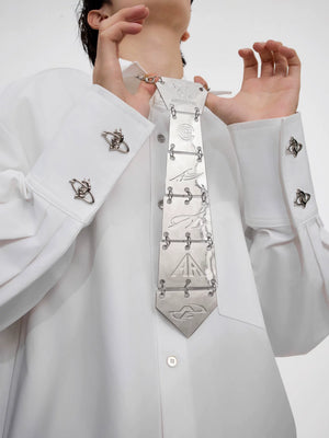 Sculptural Spine Metal Tie Necklace - product image 4