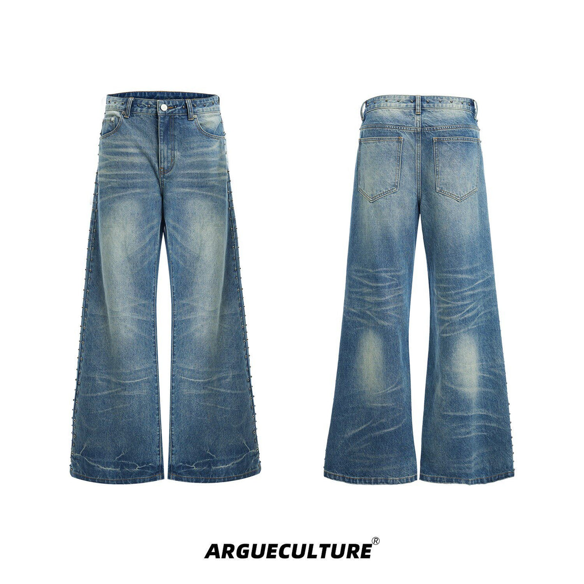 Washed Blue Rivet Detail Jeans - product image 5