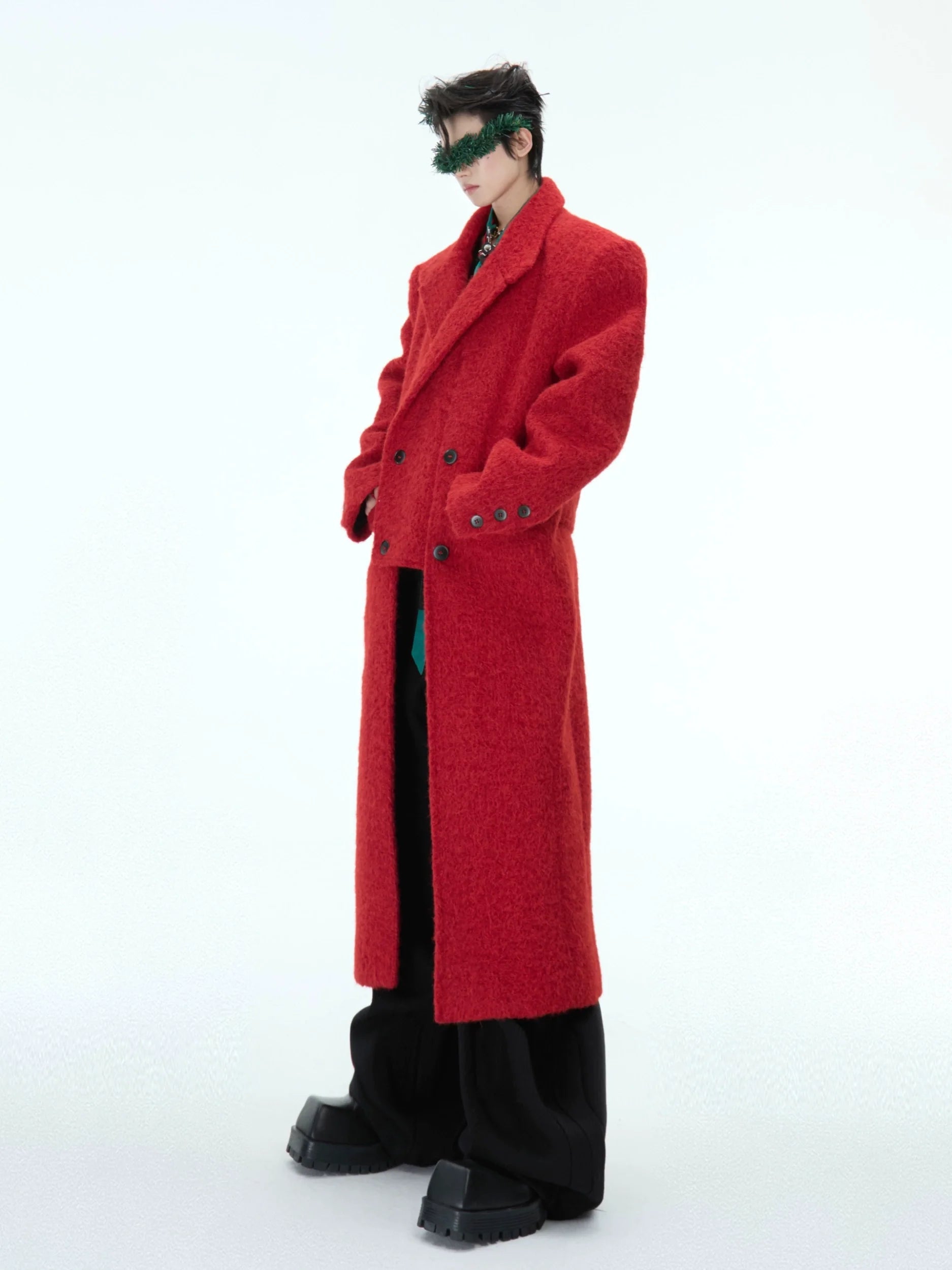 Asymmetrical Patchwork Wool Coat Double-Breasted Jacket - ArgueCulture