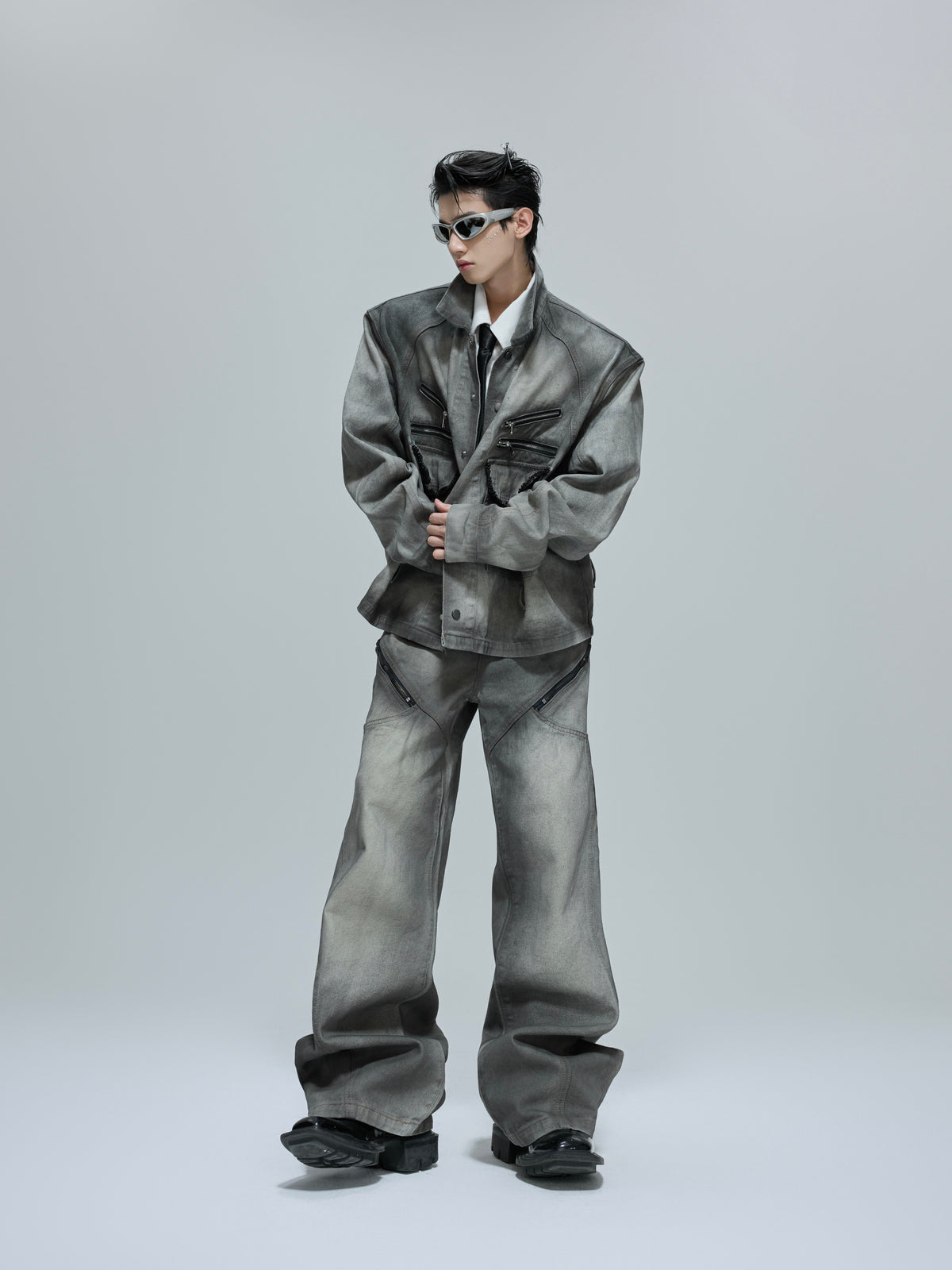 Cement Gray Denim Jacket or Flare Pants - product image 4