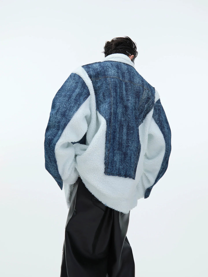 Shearling Denim Jacket ¨C Heavyweight Winter Coat with Faux Lambswool - ArgueCulture