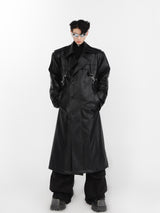 Layered PU Long Trench Coat - product image 5