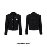 Textured Black Cropped Button Jacket - product image 5