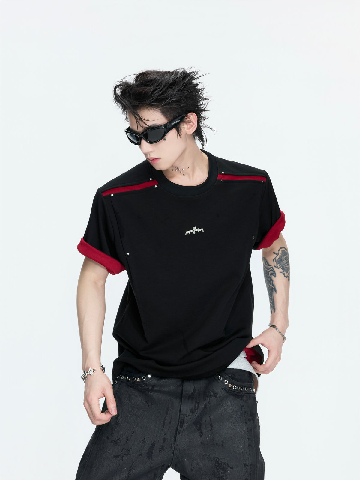 Contrast-Panel Unisex Crew Neck Tee - product image 3