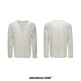 Deep V-Neck Linen-Blend Long-Sleeve Tee - product image 5