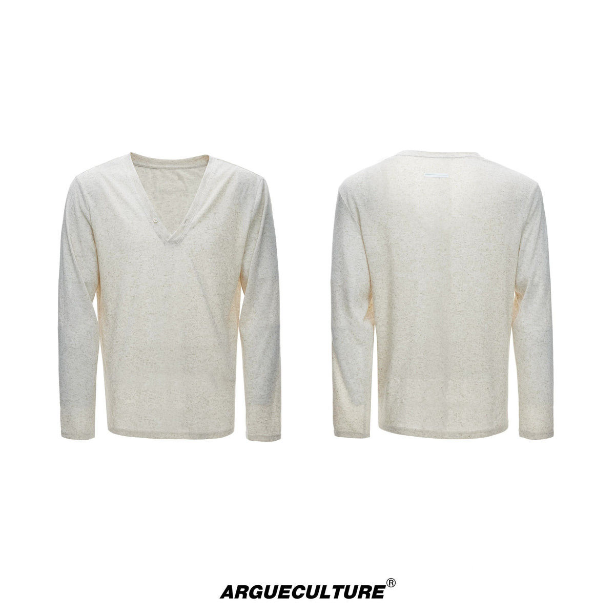 Deep V-Neck Linen-Blend Long-Sleeve Tee - product image 5