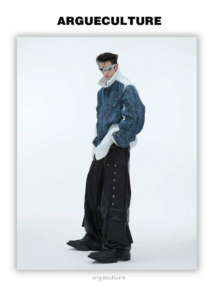 Shearling Denim Jacket ¨C Heavyweight Winter Coat with Faux Lambswool - ArgueCulture