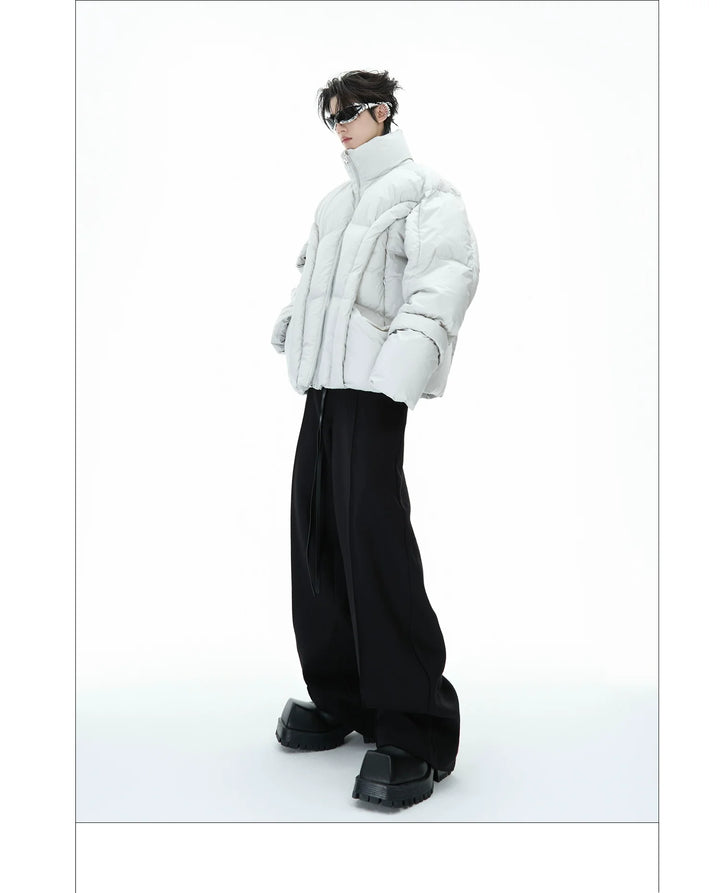 Deconstructed Puffer Jacket High Collar Loose Fit Street Style - ArgueCulture