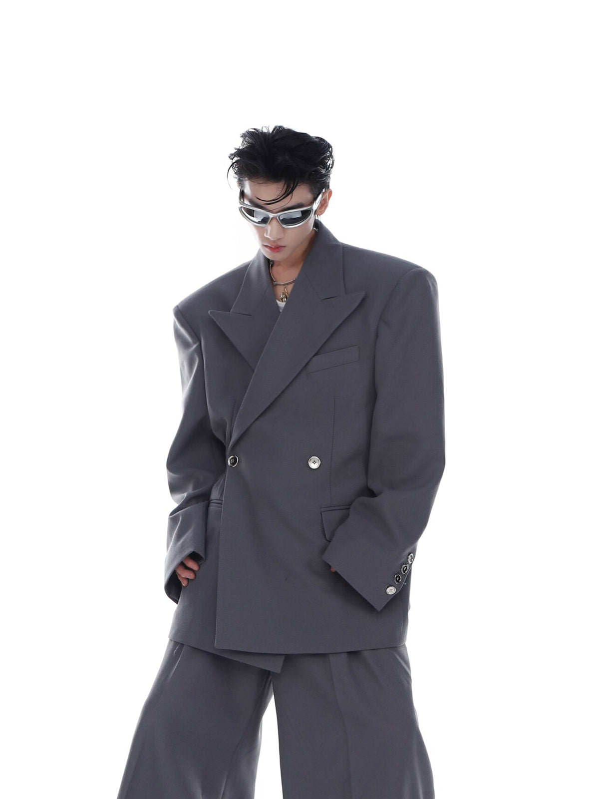 Oversized Twill Shoulder-Pad Blazer - product image 3