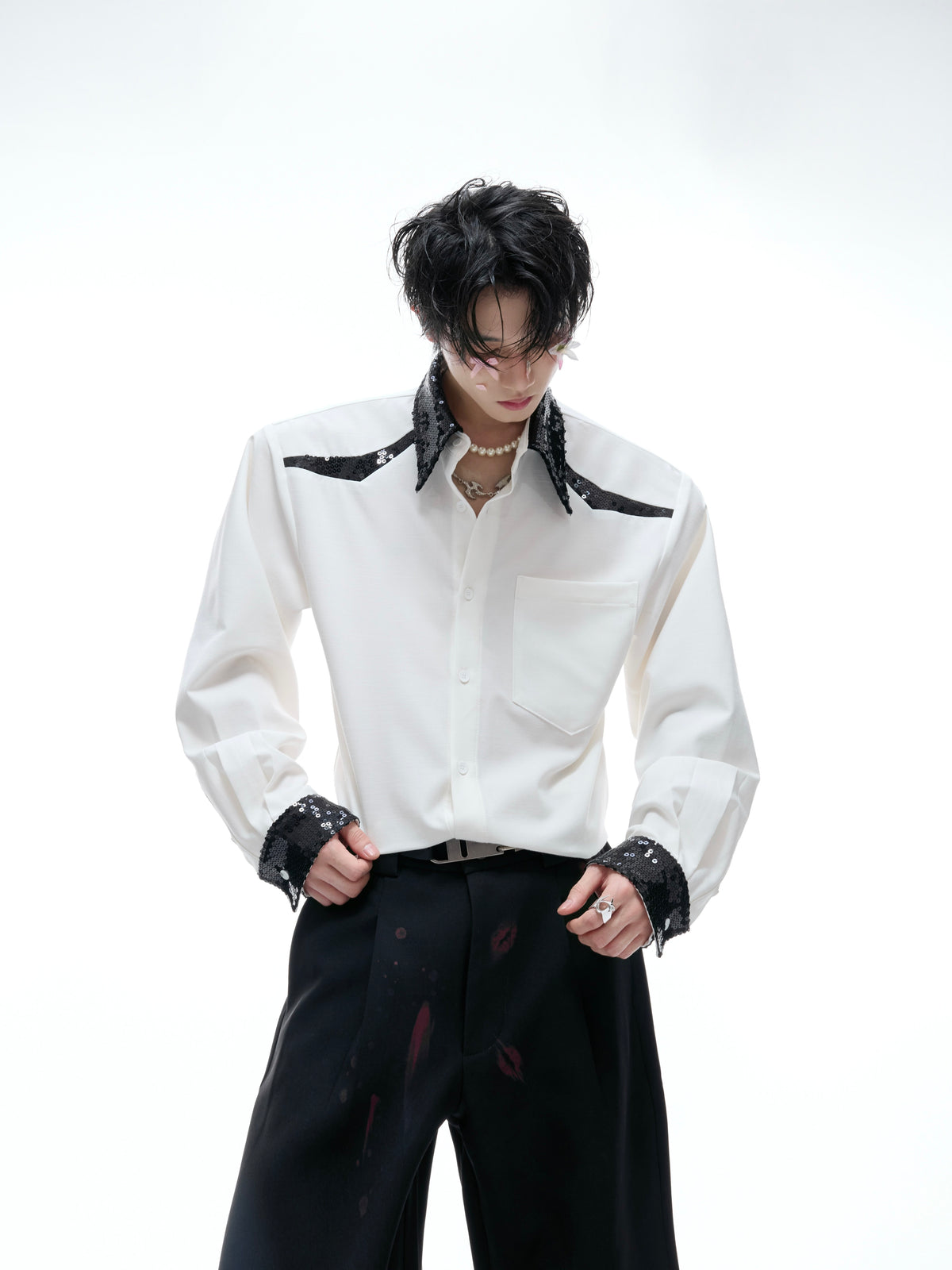 Contrast Sequin Drape Shirt - product image 3