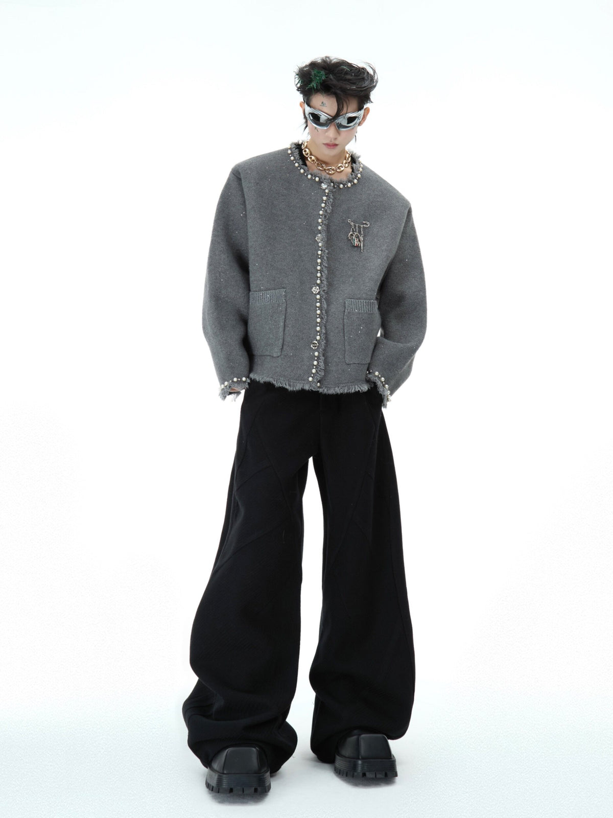 Pearl-Trim Shimmer Knit Cardigan - product image 5