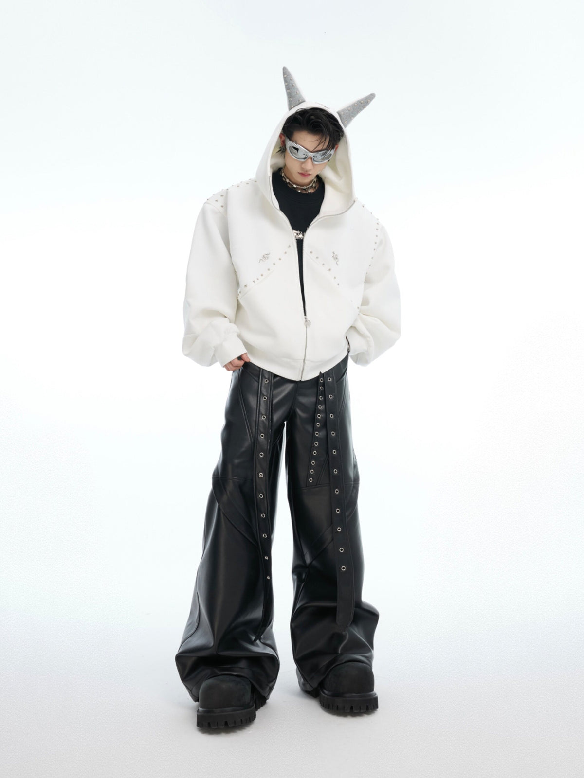 Doberman-Ear Rivet Zip Hoodie - product image 5