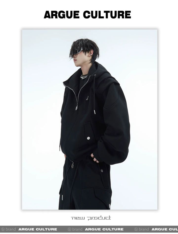 Men¡¯s Oversized Pleated Hoodie Jacket | Stylish Warm Zip-Up Outerwear - ArgueCulture