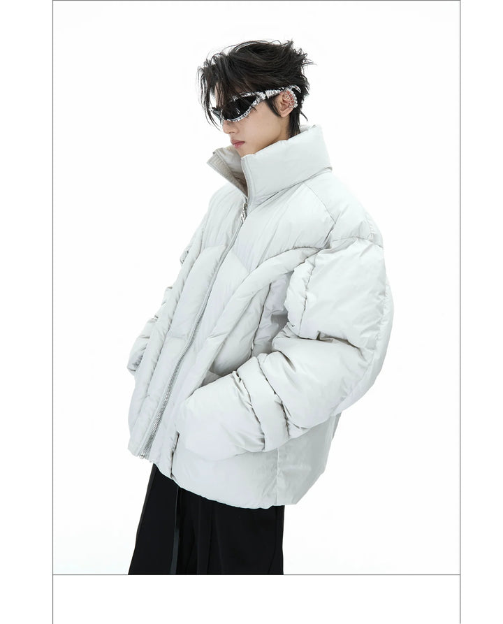 Deconstructed Puffer Jacket High Collar Loose Fit Street Style - ArgueCulture