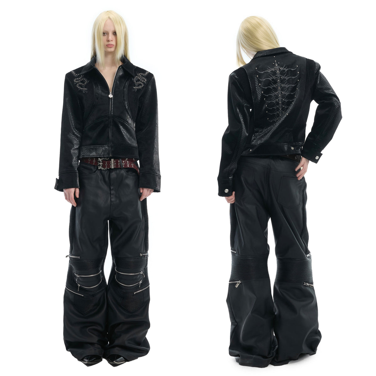 Snake-Texture PU Patchwork Jacket - product image 5