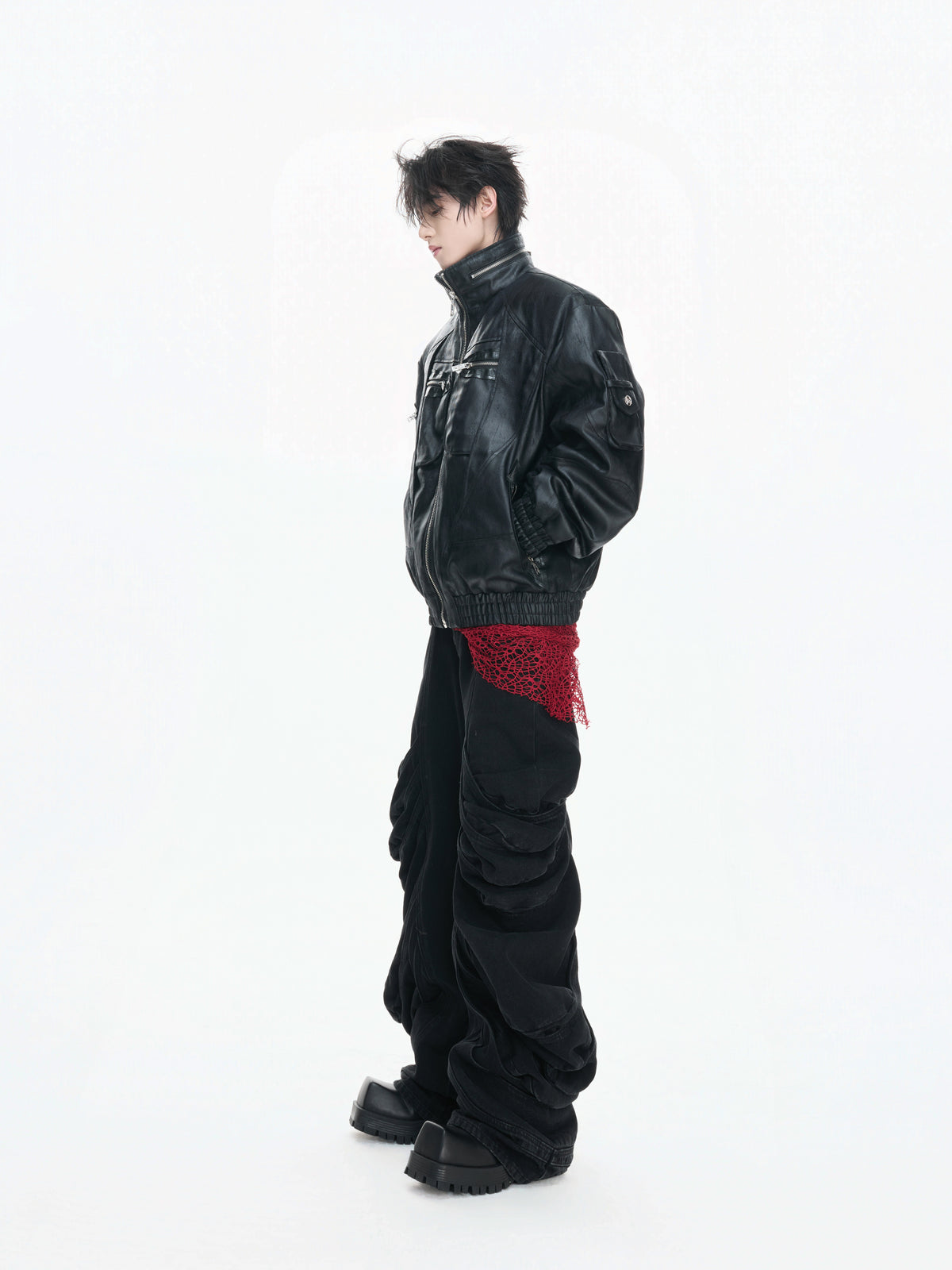 Deconstructed Faux Leather Jacket - product image 3