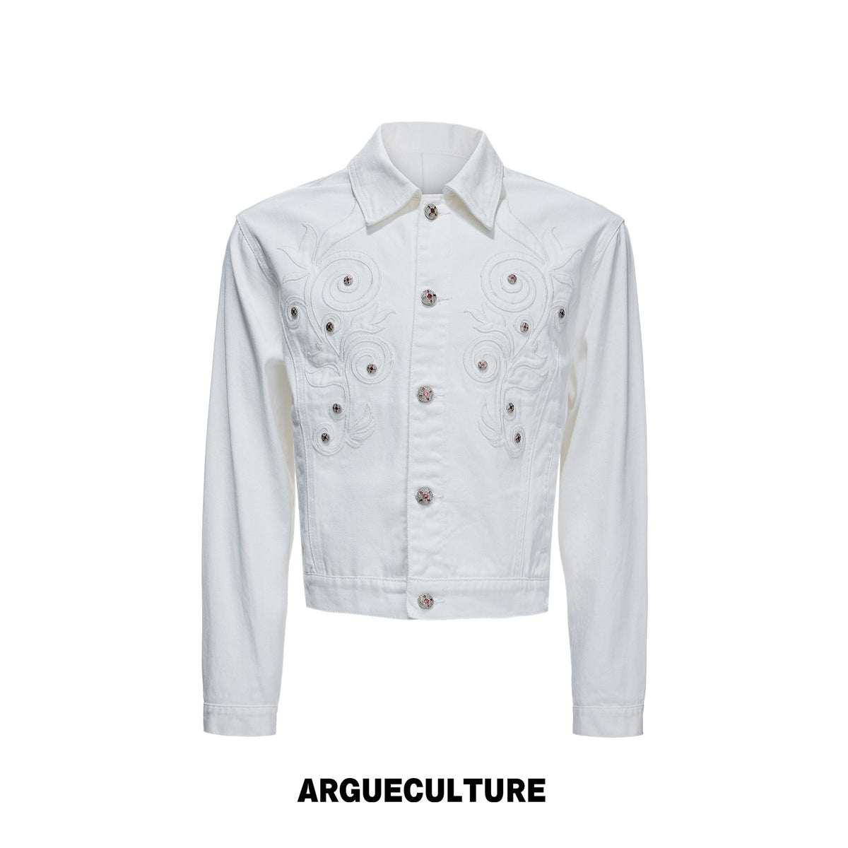 Floral Embroidered Rivet Denim Jacket - product image 5