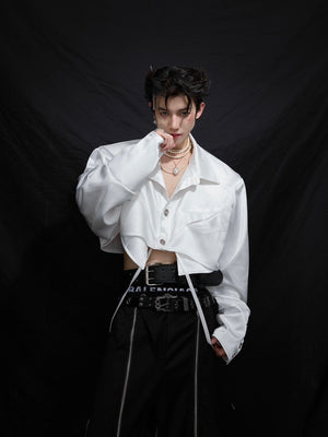 Deconstructed Cropped Cotton Shirt - product image 1